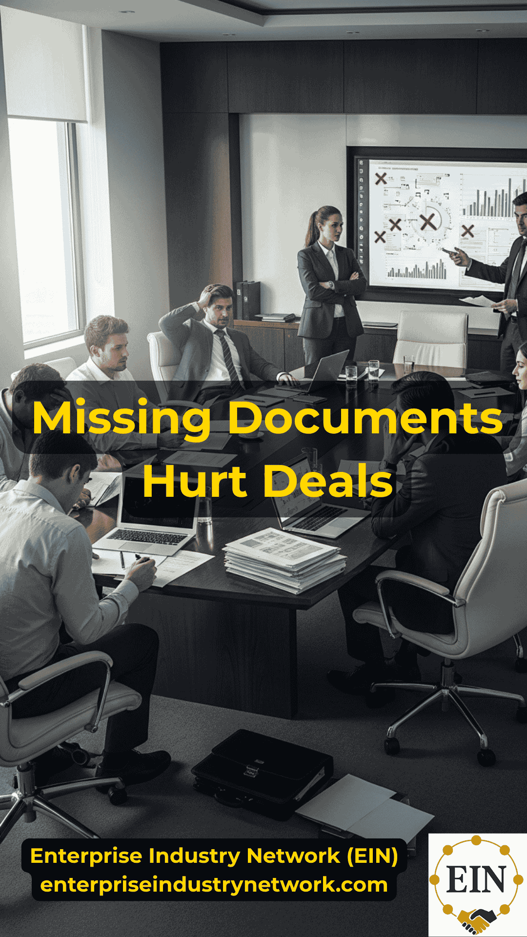 Business owner organizing financial statements, tax returns, contracts, debt records, employee files, and due diligence documents before a sale with EIN Business Brokers