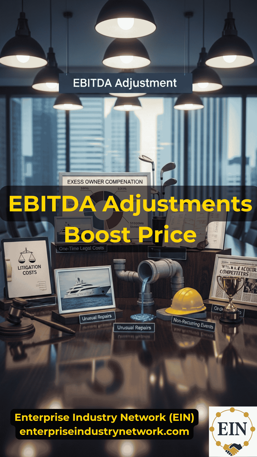 Business owner reviewing normalized EBITDA, valuation adjustments, owner compensation, one-time expenses, and business value with EIN Business Brokers