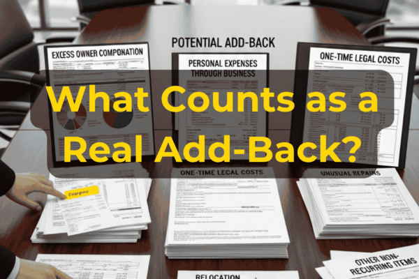 Business owner reviewing which EBITDA add-backs are legitimate, including owner compensation, one-time expenses, replacement costs, and supporting financial records with EIN Business Brokers