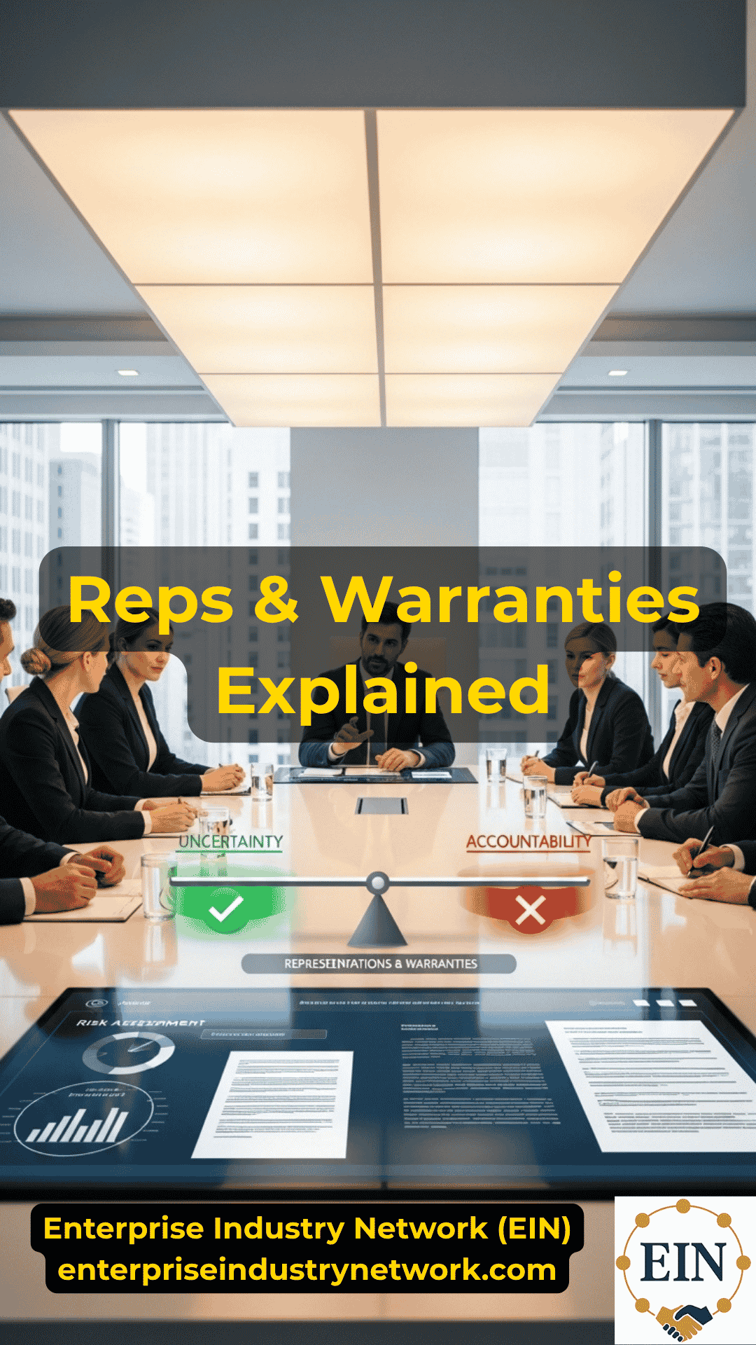 Business owner reviewing representations and warranties, disclosure schedules, contracts, financial records, and purchase agreement terms with EIN Business Brokers