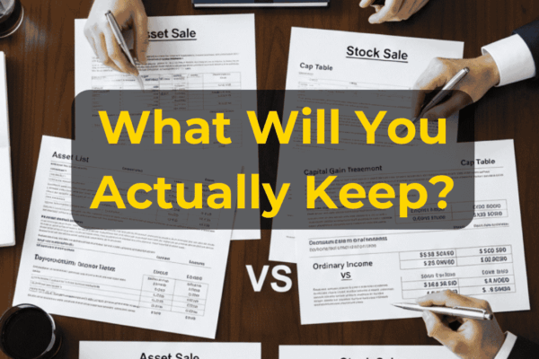 Business owner reviewing taxes, purchase price allocation, deal structure, seller proceeds, and after-tax business sale value with EIN Business Brokers