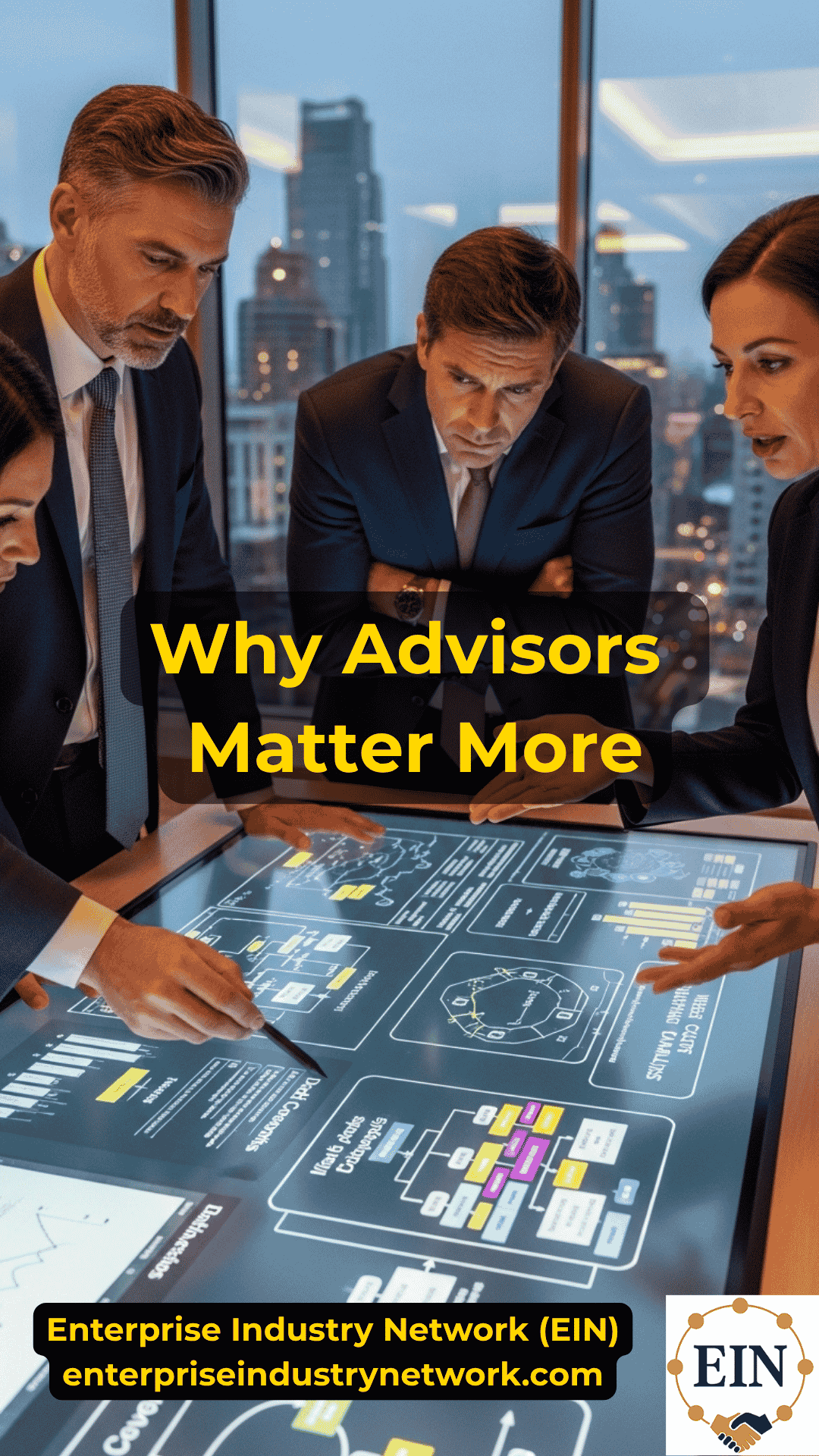Business owner meeting with business broker, attorney, accountant, and financial advisors to prepare a business sale with EIN Business Brokers