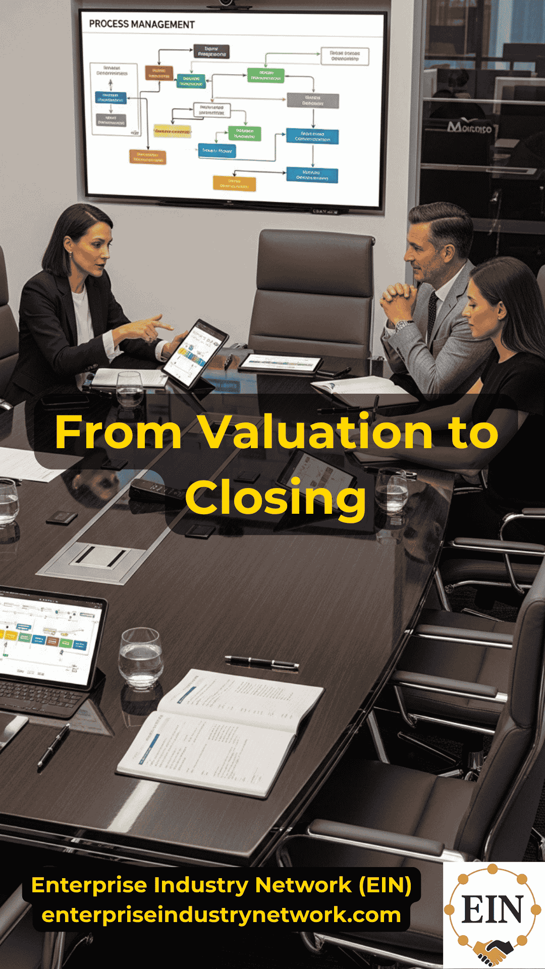 Business owner moving through the business sale process from valuation and buyer outreach to due diligence, negotiation, and closing with EIN Business Brokers