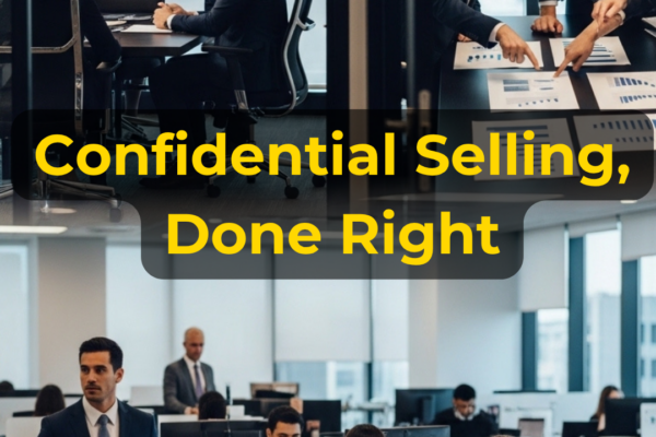 Business owner discussing a confidential business sale with EIN Business Brokers while protecting financial, customer, employee, and company information