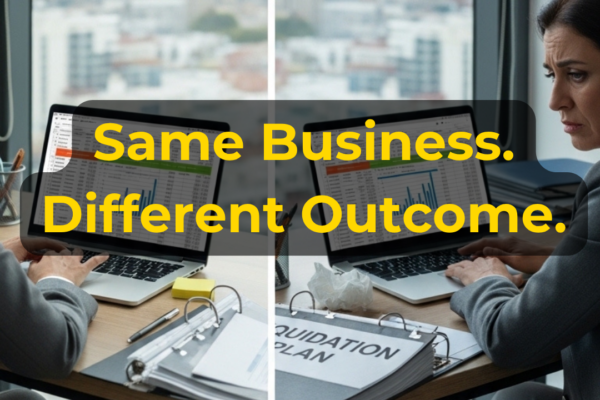 Business seller reviewing a simulated acquisition case study involving valuation, EBITDA, buyer offers, due diligence, working capital, financing, and closing with EIN Business Brokers