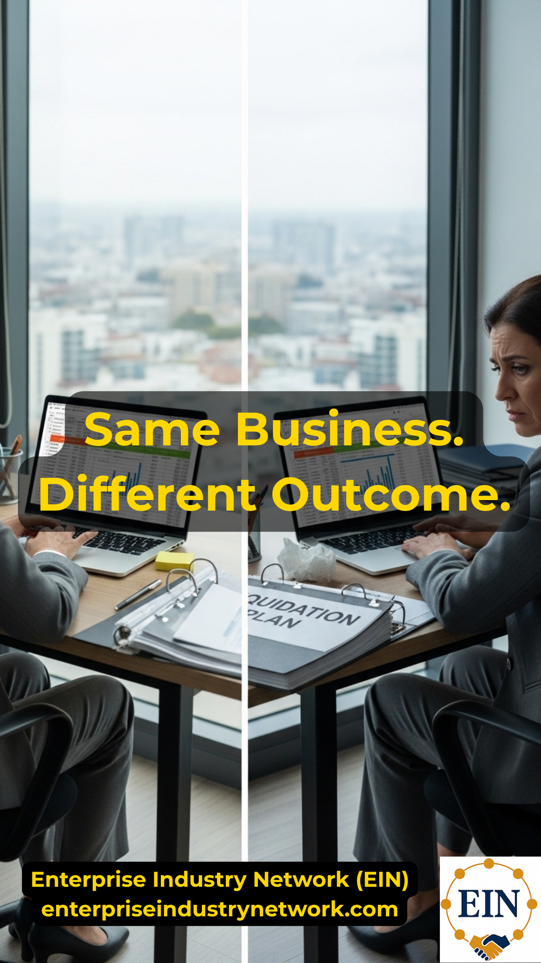 Business seller reviewing a simulated acquisition case study involving valuation, EBITDA, buyer offers, due diligence, working capital, financing, and closing with EIN Business Brokers