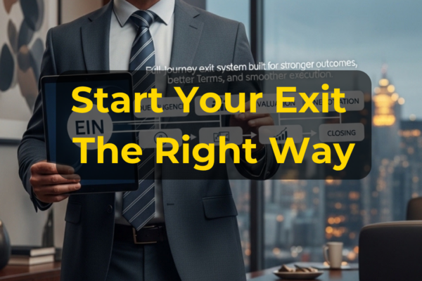 Business owner beginning a business exit by reviewing valuation, financial records, seller readiness, buyer strategy, and sale planning with EIN Business Brokers