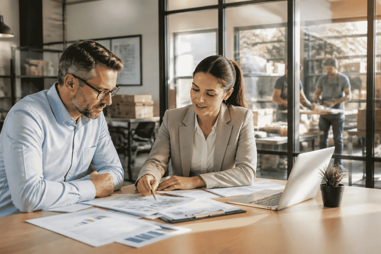 Business owner reviewing reasons for funding denial despite strong annual revenue