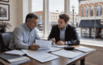 Established business owner reviewing line of credit qualification requirements and bank statements