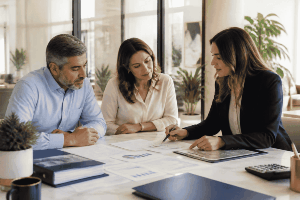 Business owner reviewing line of credit eligibility documents with a funding advisor