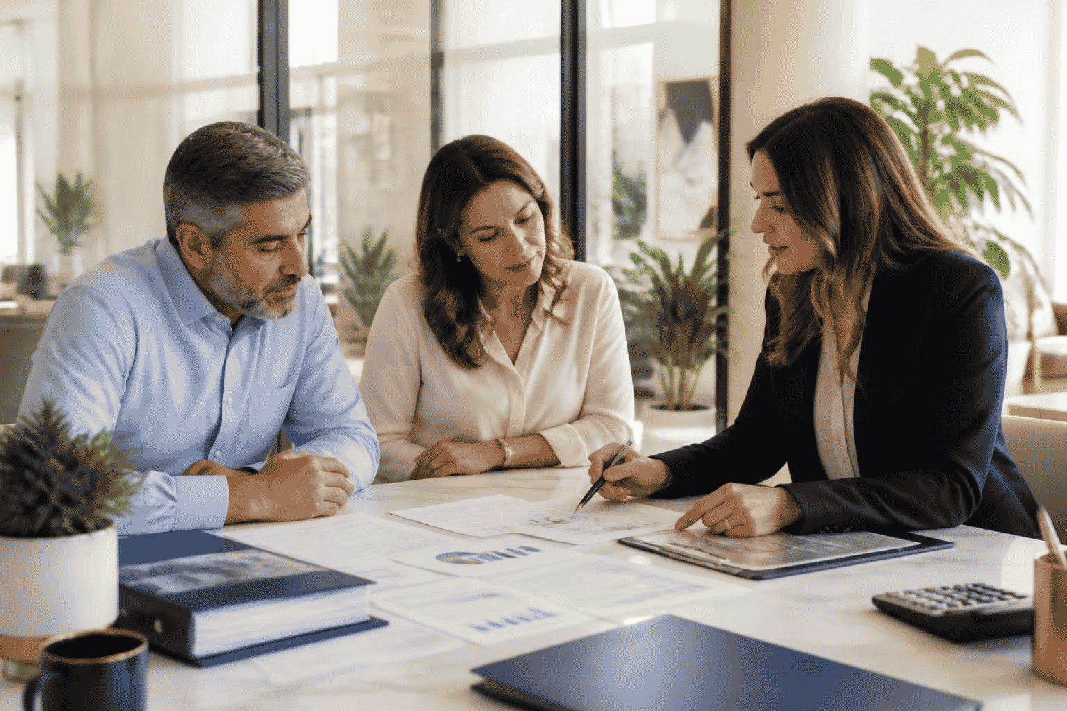 Business owner reviewing line of credit eligibility documents with a funding advisor