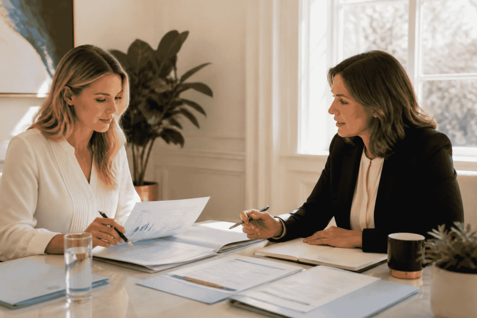 Business buyer reviewing acquisition financing fit with a funding advisor before making an offer