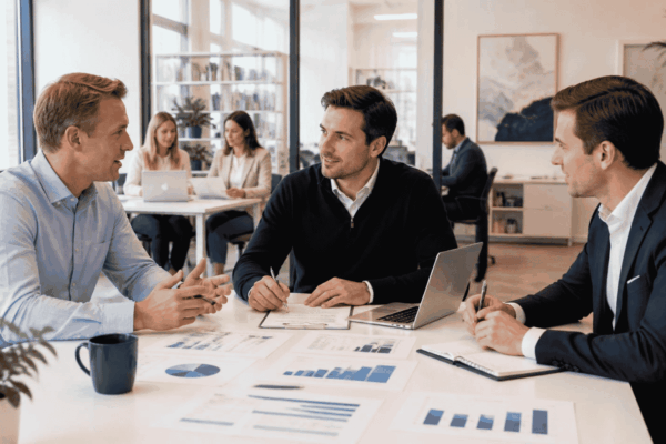 Business owner preparing a use-of-funds plan with a funding advisor