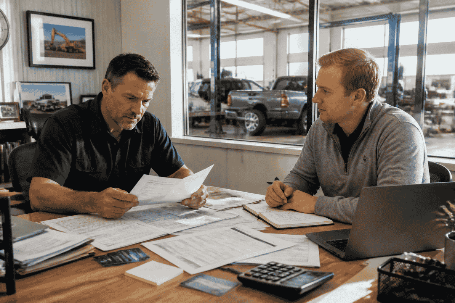 Business owner organizing existing credit cards, lines of credit and loan balances before seeking funding