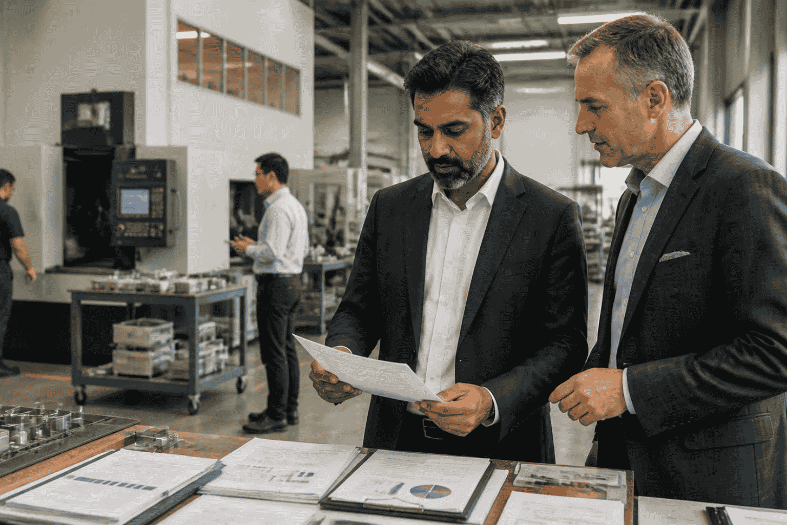Business owner and broker evaluating financial and operational factors that influence sale value