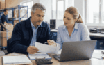 Business owner reviewing unpaid customer invoices while exploring invoice financing for working capital