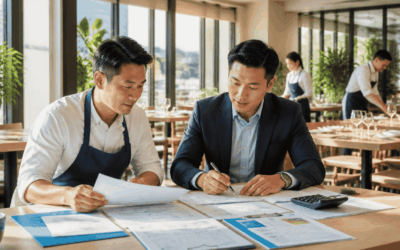 Restaurant owner reviewing working capital needs with a funding advisor