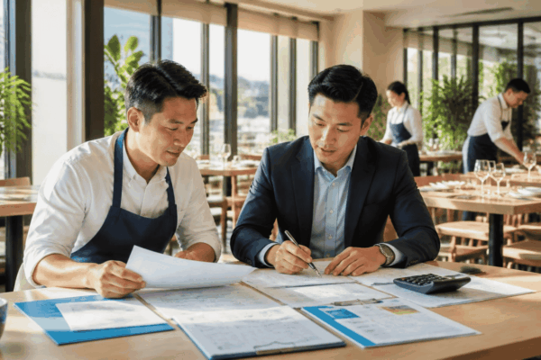 Restaurant owner reviewing working capital needs with a funding advisor