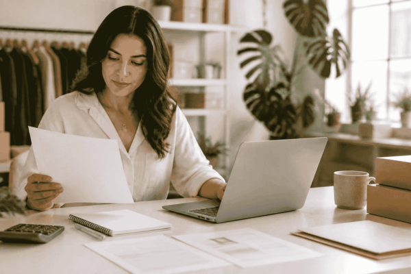 Startup founder reviewing business credit card readiness and business registration documents