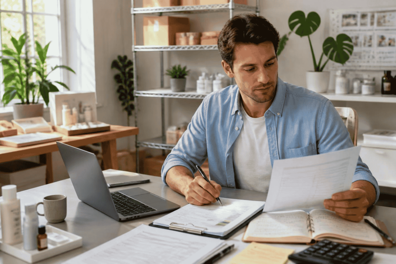 Startup founder with no established revenue reviewing business credit funding options