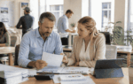 Business owner reviewing an unpaid B2B invoice while seeking invoice financing for working capital
