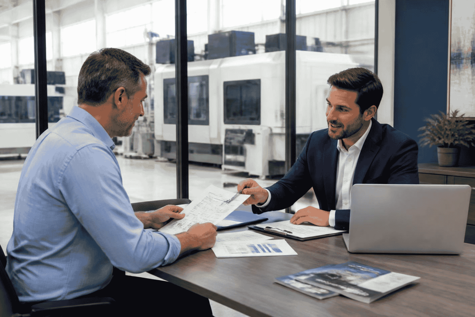Business owner reviewing whether the full purchase price of new equipment can be financed