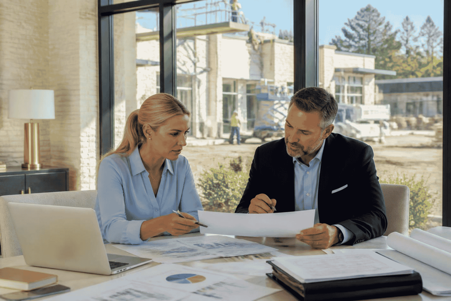 Growing business owner reviewing bridge financing for a time sensitive expansion project