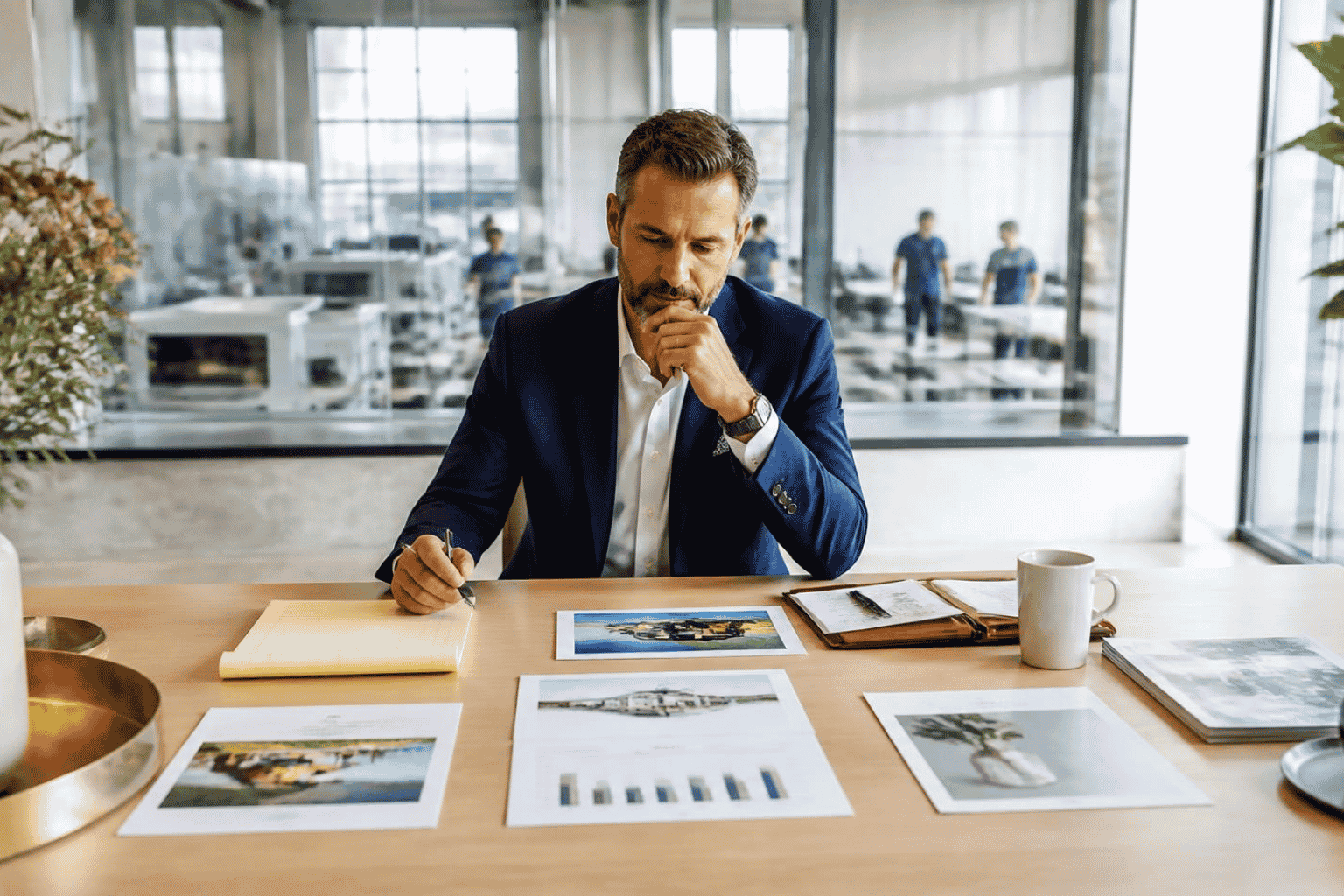 Business owner and advisor comparing reinvestment debt reduction acquisitions and cash reserves