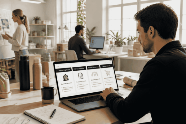 New business owner using strong personal credit to explore business credit card funding