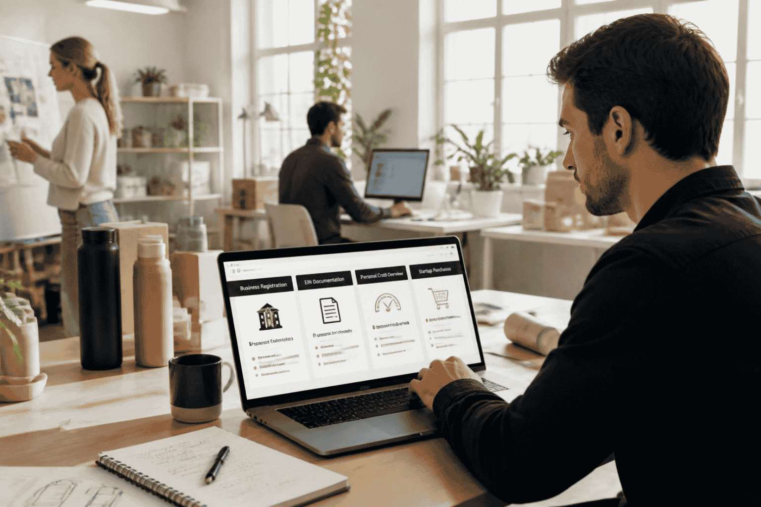 New business owner using strong personal credit to explore business credit card funding