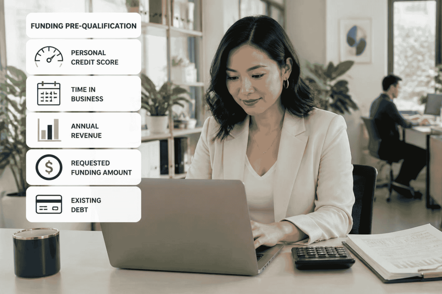 Business owner preparing five key numbers before completing business funding pre qualification