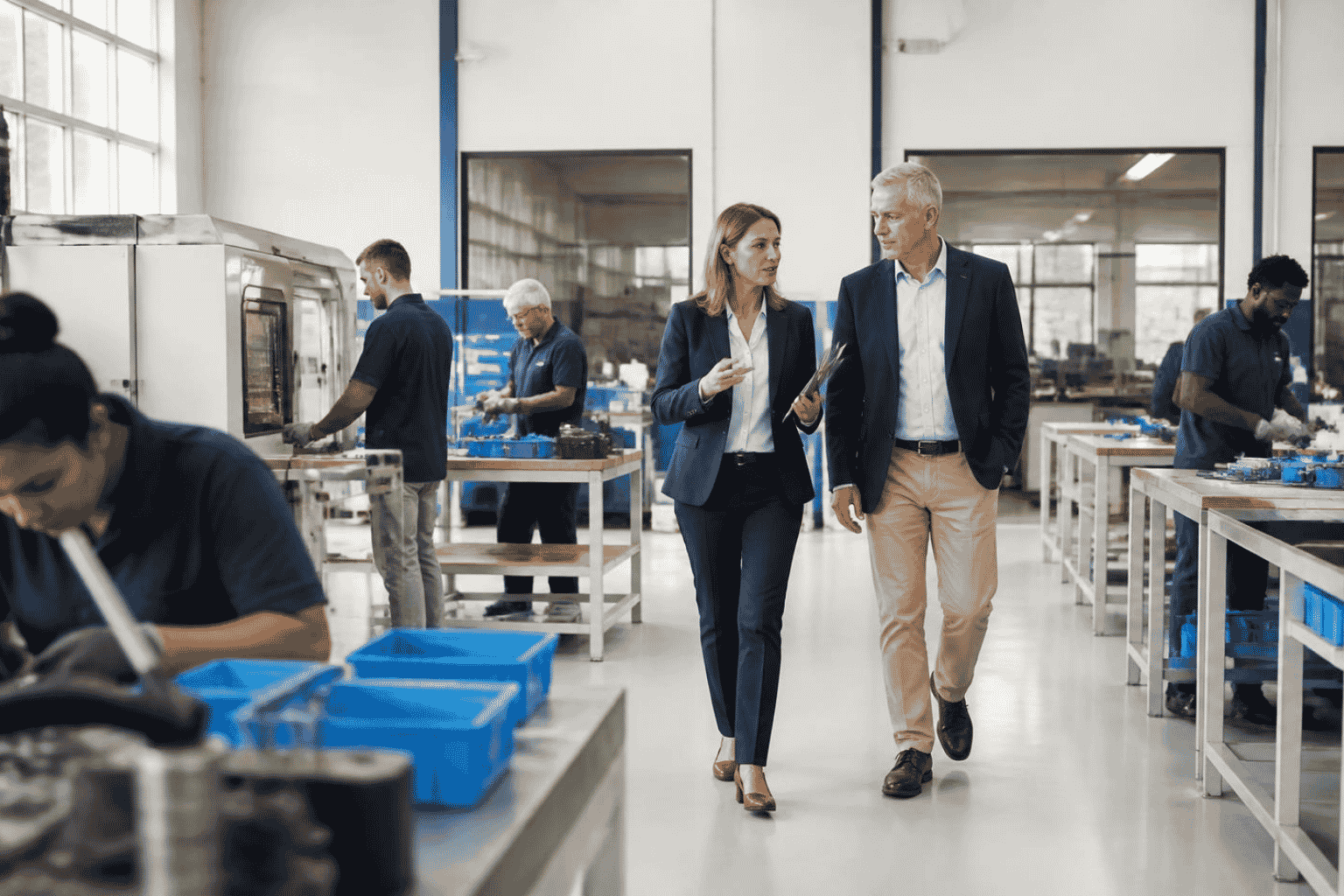 Business owner and consultant identifying repeated operational errors and rework