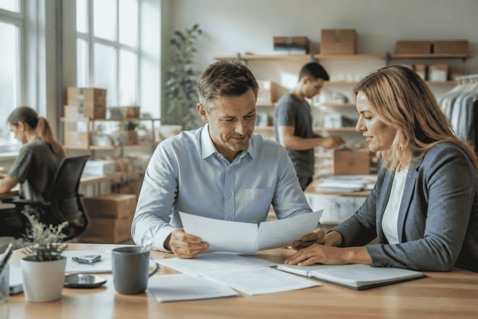 Growing business owner reviewing a working capital loan after six to twelve months in business