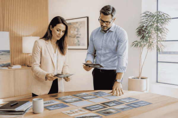 Business seller and listing specialist preparing a confidential headline to attract acquisition buyers