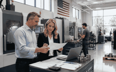 Manufacturing business owner reviewing equipment financing with an EIN for new machinery