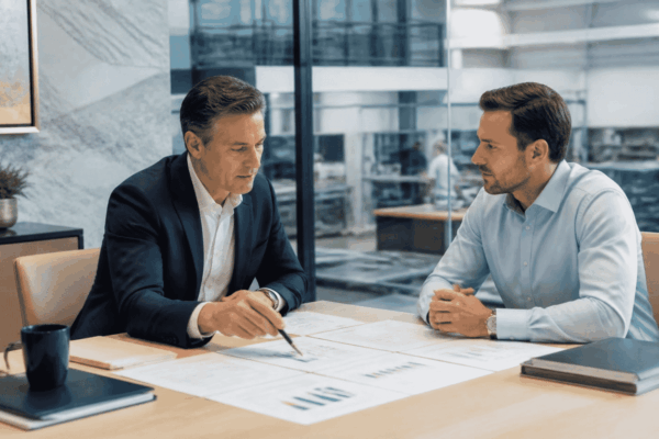 Business buyer reviewing mezzanine financing for an acquisition funding gap