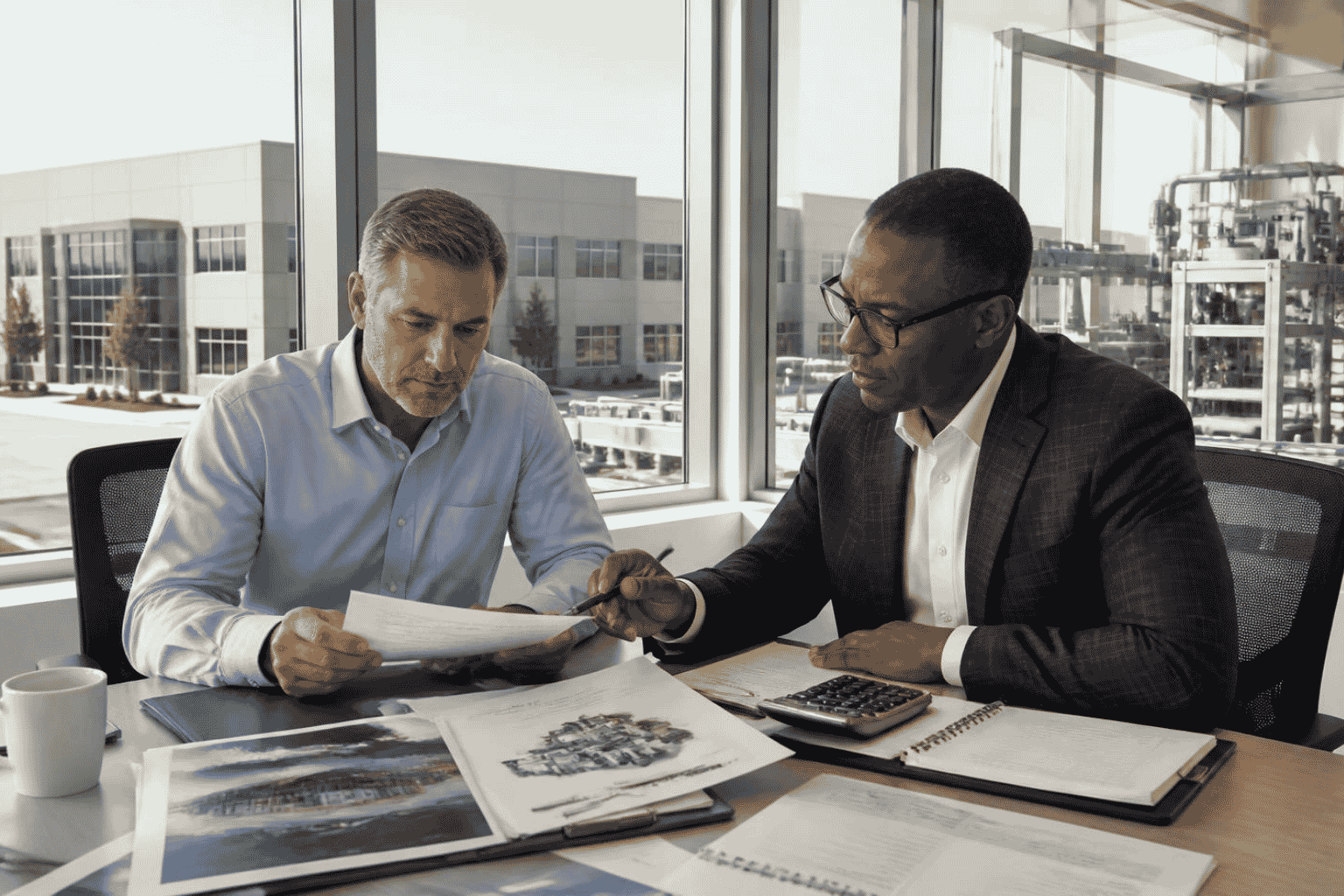 Business owner reviewing SBA 504 financing for commercial real estate and large equipment