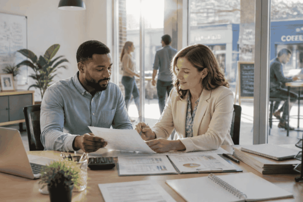 Business owner comparing SBA Microloan and SBA 7a financing for a small business funding need