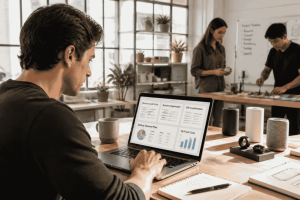 Startup founder with no revenue and strong personal credit reviewing business credit card funding