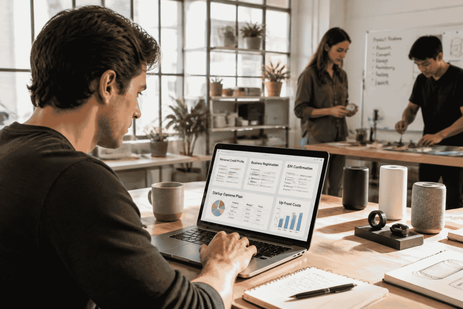 Startup founder with no revenue and strong personal credit reviewing business credit card funding