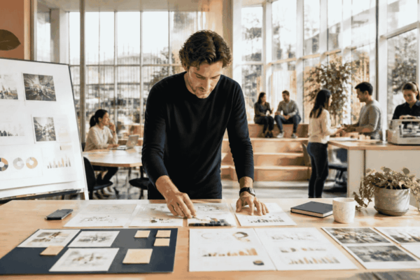Startup founder and venture advisor organizing traction evidence before investor outreach
