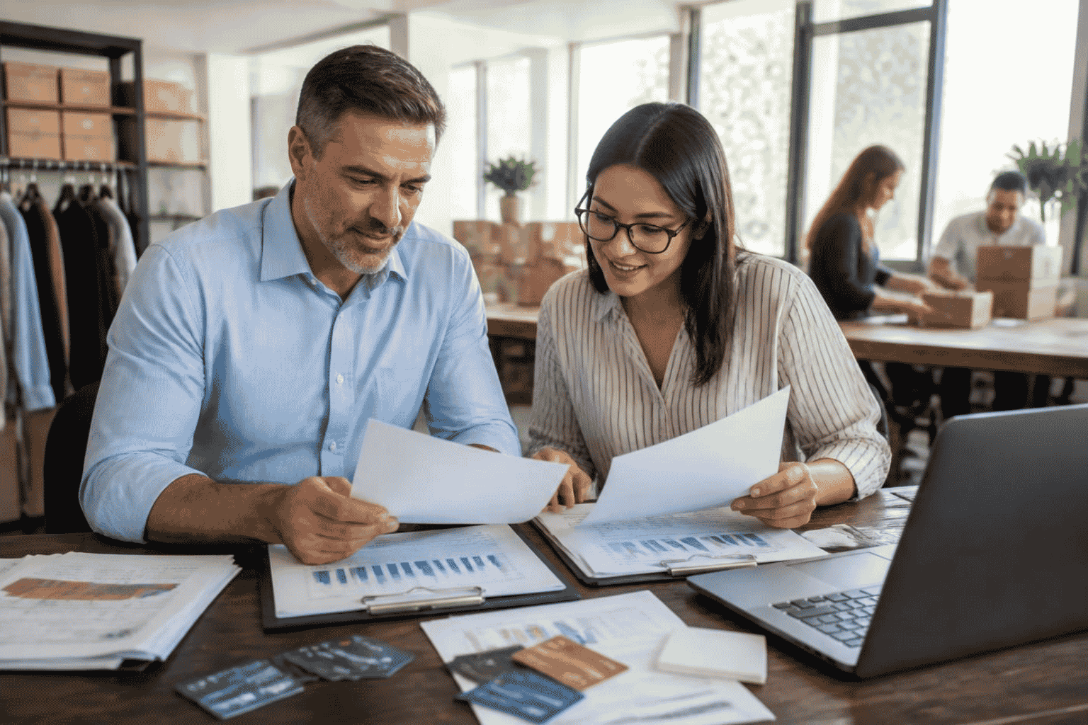 Business owner with strong revenue reviewing existing debt before seeking additional business funding