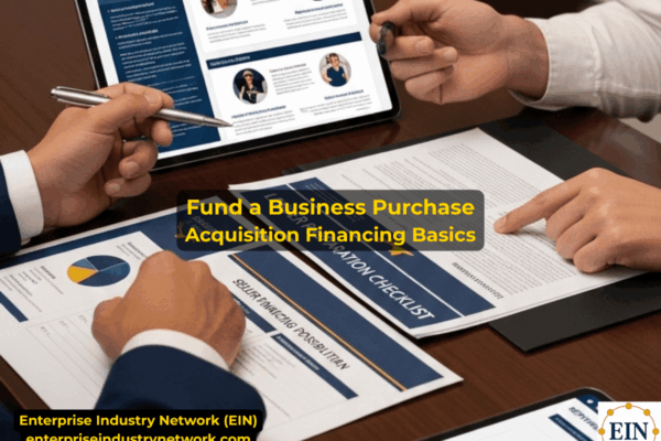 Business acquisition financing for buying an existing business, including buyer equity, bank financing, seller financing, working capital, and deal structure.