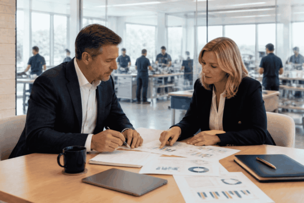 Business buyer comparing purchase price cash flow and acquisition financing before making an offer