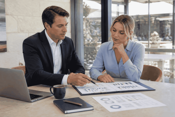 Business buyer comparing seller asking price with acquisition financing and cash flow