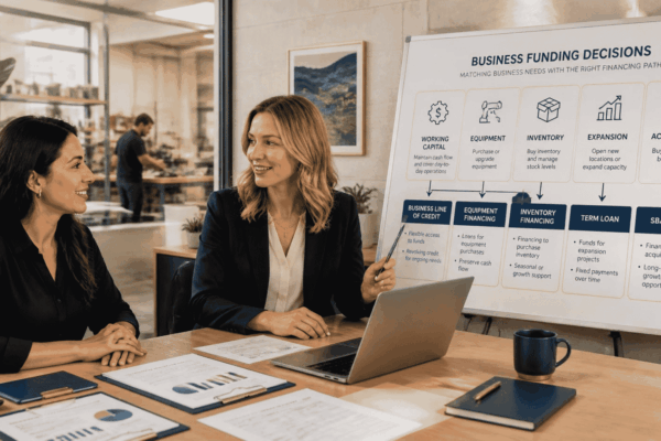 Business owner matching working capital equipment expansion and acquisition needs to funding options