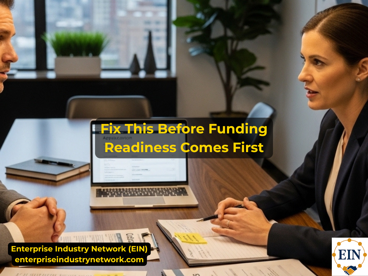 Business funding mistakes to fix before applying, including unclear cash flow, incomplete financial records, disorganized debt, and an undefined use of funds.
