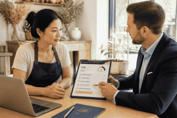 Business owner with lower credit reviewing EIN based business funding options