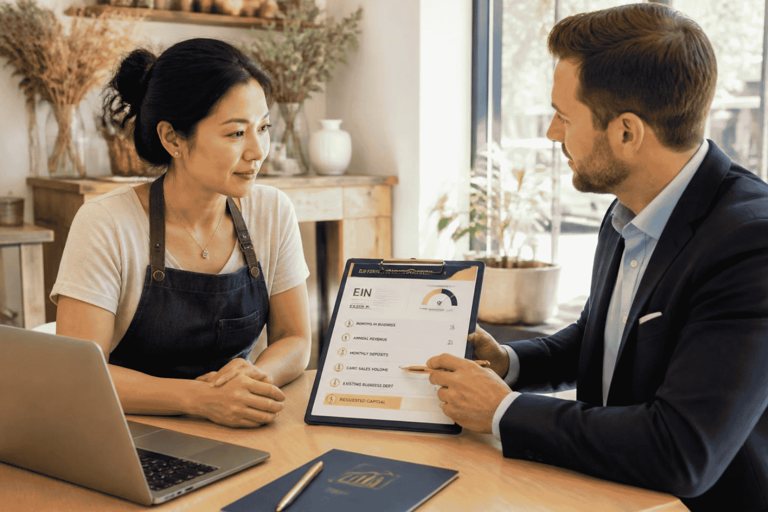 Business owner with lower credit reviewing EIN based business funding options