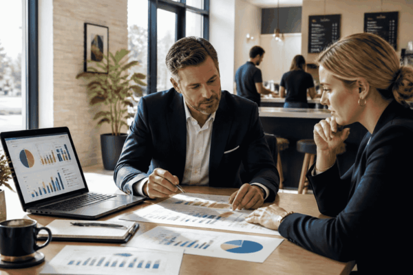 Business owner reviewing cash flow existing debt and readiness for another business loan